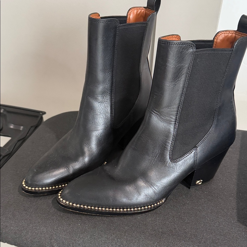 Coach Black Leather Ankle Booties